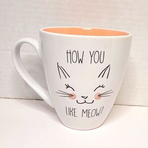 Cute Funny Cat Face Mug with Cheery Peach Inside HOW YOU LIKE MEOW